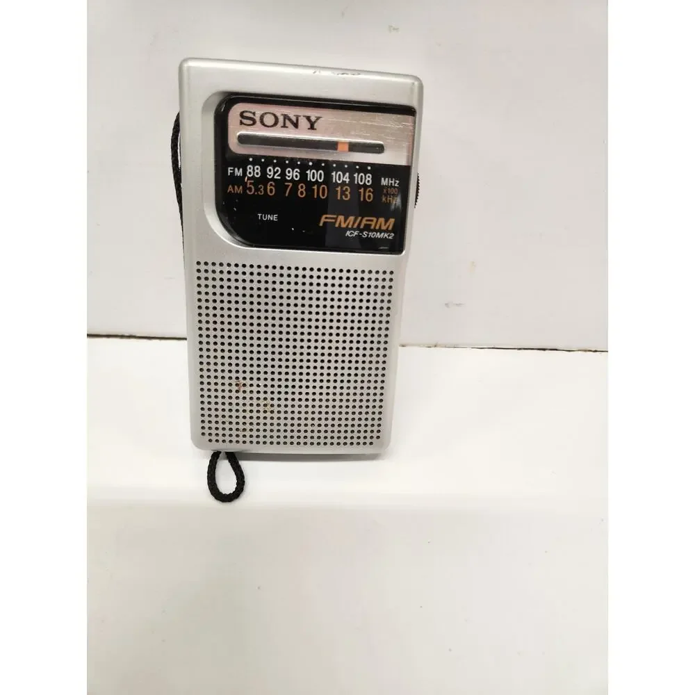 Sony ICF-S10MK2 Pocket AM/FM Radio with Speaker - Silver Works Great